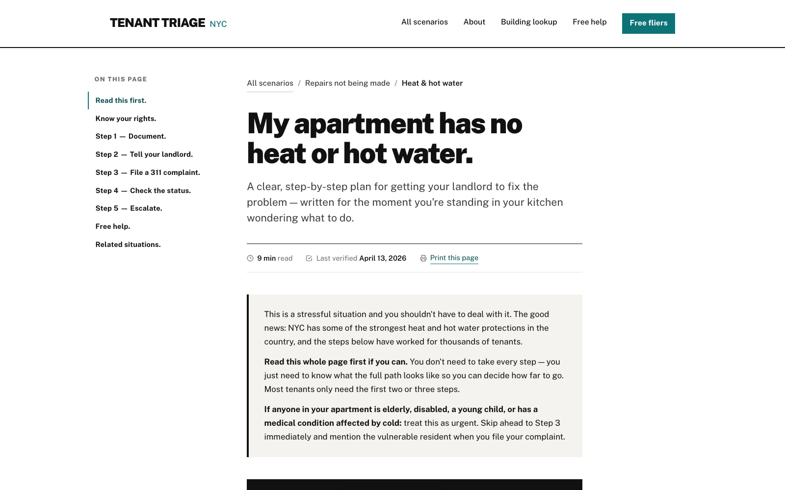 A scenario guide: the same 5-step skeleton every housing problem follows.